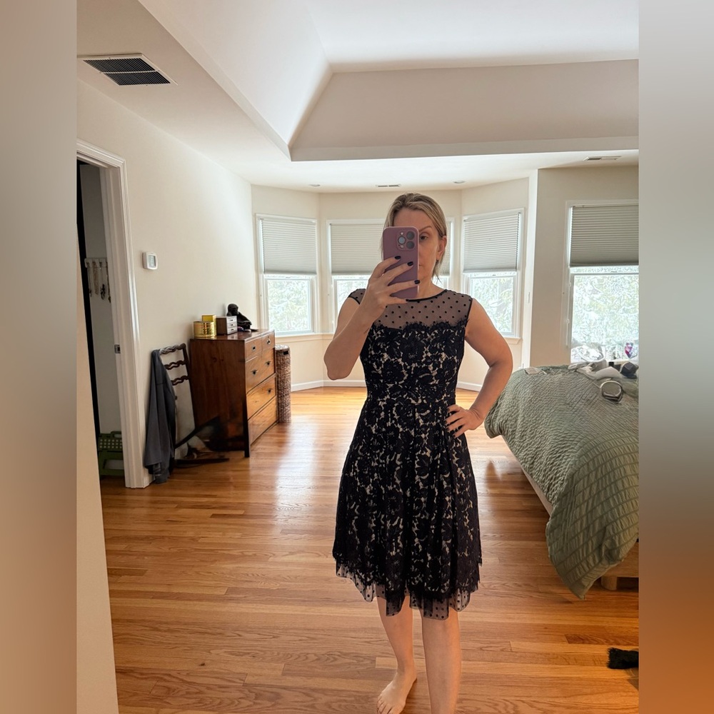 Eliza J Navy Lace Midi Dress